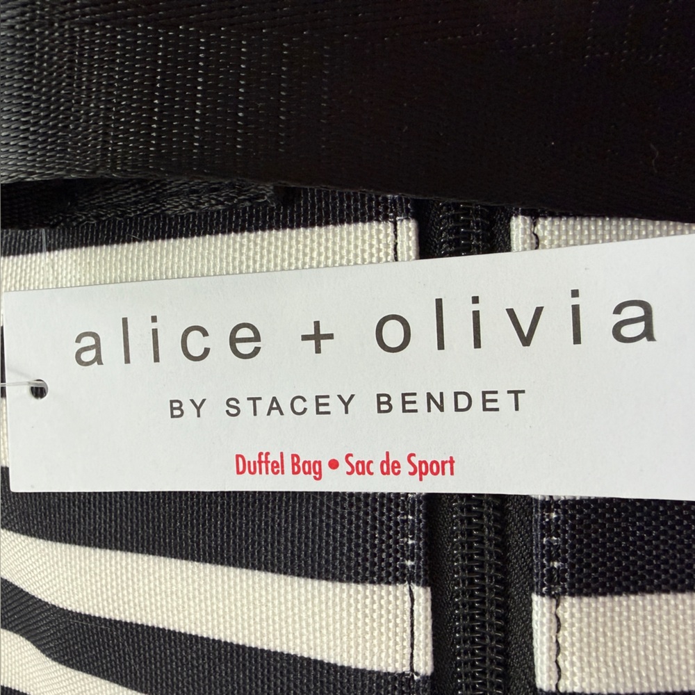Alice + Olivia Black and White Vertical Stripe Tote - Picture 8 of 11